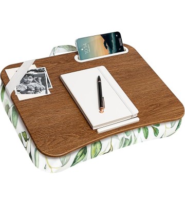 LAPGEAR Designer Lap Desk with Phone Holder and Device Ledge - Watercolor Leaves - Fits up to 15.6 Inch Laptops - Style No. 45412