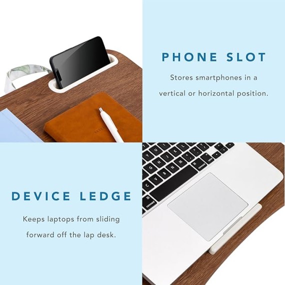 LAPGEAR Designer Lap Desk with Phone Holder and Device Ledge - Watercolor Leaves - Fits up to 15.6 Inch Laptops - Style No. 45412