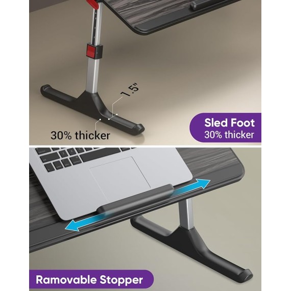 Laptop Desk for Bed with LED Light, Adjustable Foldable Bed Table Lap Desk,Computer Tray Laptop Stand with Book Stand,Wrist Rest, Storage Drawer for Adults Kids Writing Work Study Couch Floor