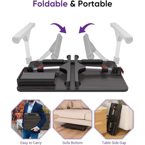 Laptop Desk for Bed with LED Light, Adjustable Foldable Bed Table Lap Desk,Computer Tray Laptop Stand with Book Stand,Wrist Rest, Storage Drawer for Adults Kids Writing Work Study Couch Floor