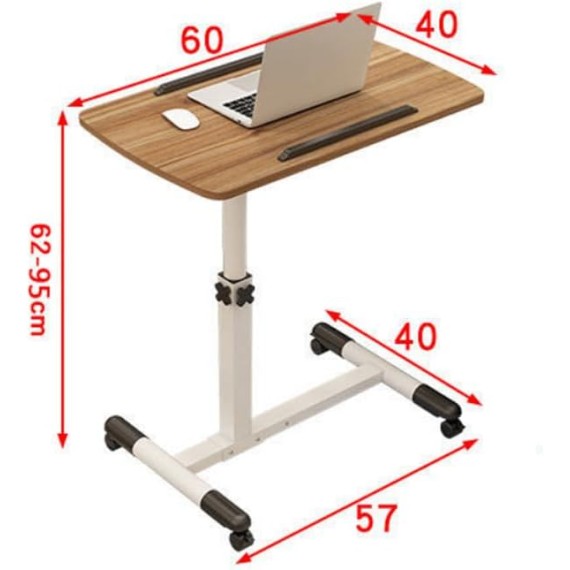 Hospital Bed Table, Overbed Table Adjustable Height with Wheels, Space-Saving Portable Rolling Adjustable Table, Laptop Table,C