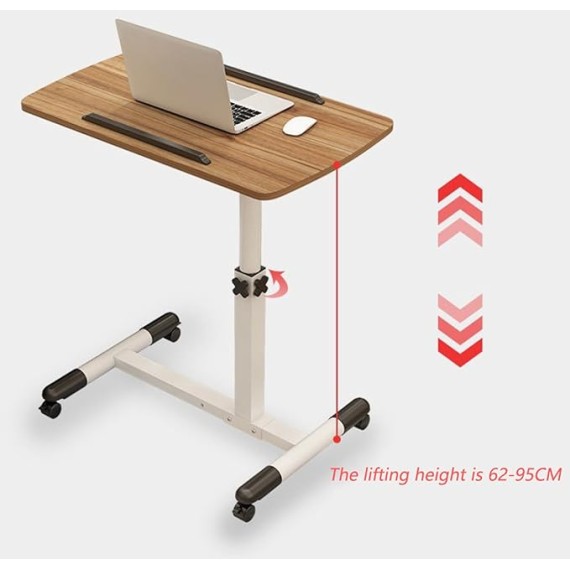 Hospital Bed Table, Overbed Table Adjustable Height with Wheels, Space-Saving Portable Rolling Adjustable Table, Laptop Table,C