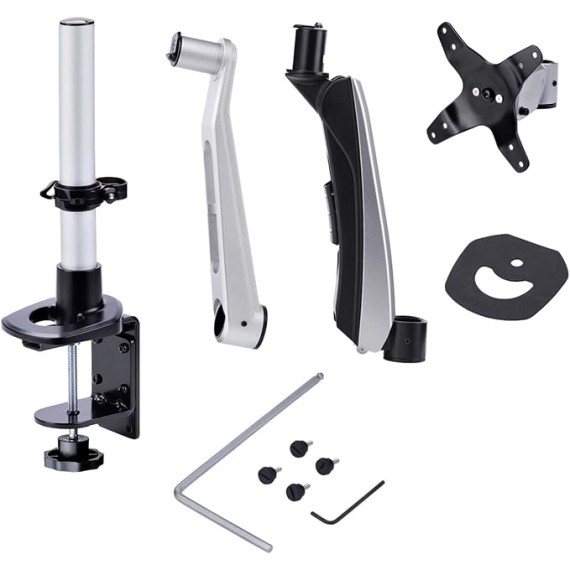 Monitor Desk Mount for 27in 16:9 or 30in 21:9 Ultrawide Screens, VESA 75x75/100x100, Tool-Less Arm Adjustments