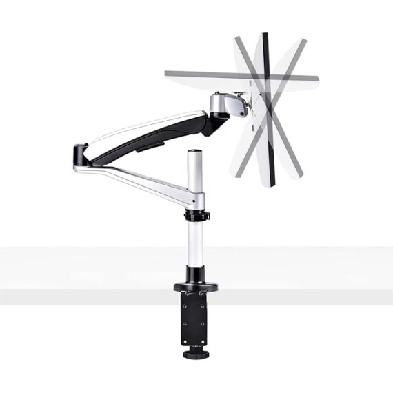 Monitor Desk Mount for 27in 16:9 or 30in 21:9 Ultrawide Screens, VESA 75x75/100x100, Tool-Less Arm Adjustments