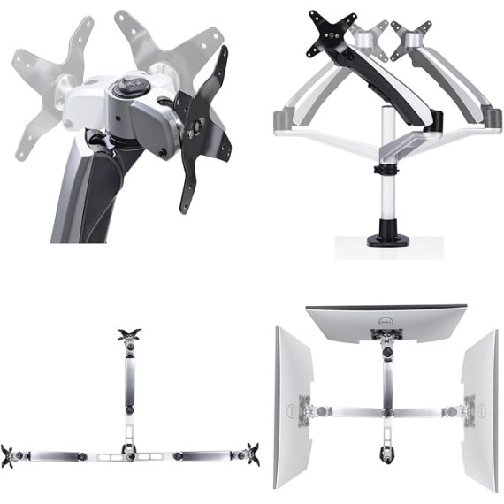 Monitor Desk Mount for 27in 16:9 or 30in 21:9 Ultrawide Screens, VESA 75x75/100x100, Tool-Less Arm Adjustments