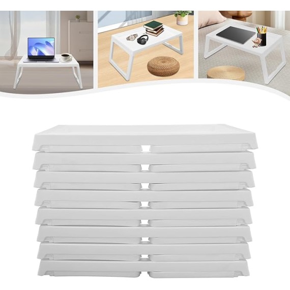 8-Piece Lap Desks, Foldable Laptop Desk with Legs,Breakfast in Bed Tray Folding Table Plastic Lap Trays for Eating on Bed Sofa Laptops Sleepover Party Kids Adult