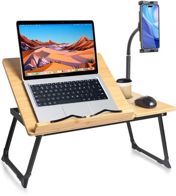 Laptop Desk in Bed,  Adjustable Bamboo Lap Desk Table with Gooseneck Tablet Holder Mount for Laptop,Tablet,Phone,Book Reading