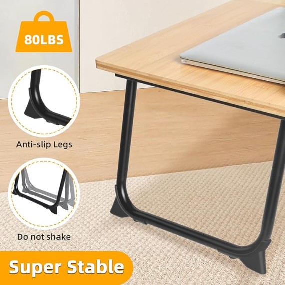 Laptop Desk in Bed,  Adjustable Bamboo Lap Desk Table with Gooseneck Tablet Holder Mount for Laptop,Tablet,Phone,Book Reading