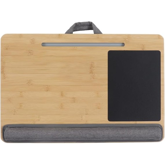 Lap Laptop Desk, 21.7X14.2in Ergonomic Bamboo Laptop Stand, Portable Laptop Table with Soft Cushion for Laptops, Phones, Tablets, and Books