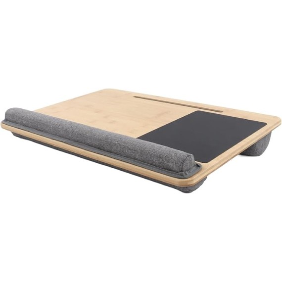 Lap Laptop Desk, 21.7X14.2in Ergonomic Bamboo Laptop Stand, Portable Laptop Table with Soft Cushion for Laptops, Phones, Tablets, and Books