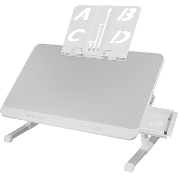 Lap Desk for Bed, Lap Desk Bed Desk, Foldable Computer Table, Adjustable Bed Table with Drawer & Bookshelf, Reading Holder for Bed Sofa Couch Floor