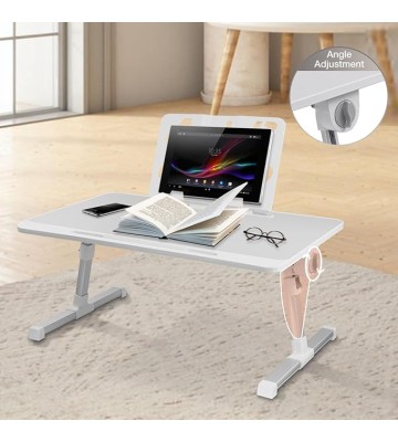Lap Desk for Bed, Lap Desk Bed Desk, Foldable Computer Table, Adjustable Bed Table with Drawer & Bookshelf, Reading Holder for Bed Sofa Couch Floor