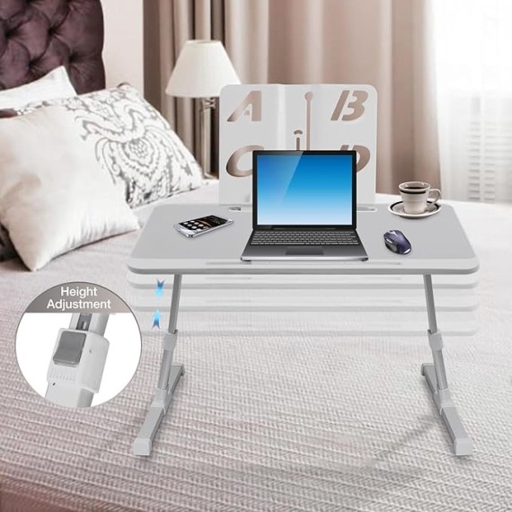 Lap Desk for Bed, Lap Desk Bed Desk, Foldable Computer Table, Adjustable Bed Table with Drawer & Bookshelf, Reading Holder for Bed Sofa Couch Floor