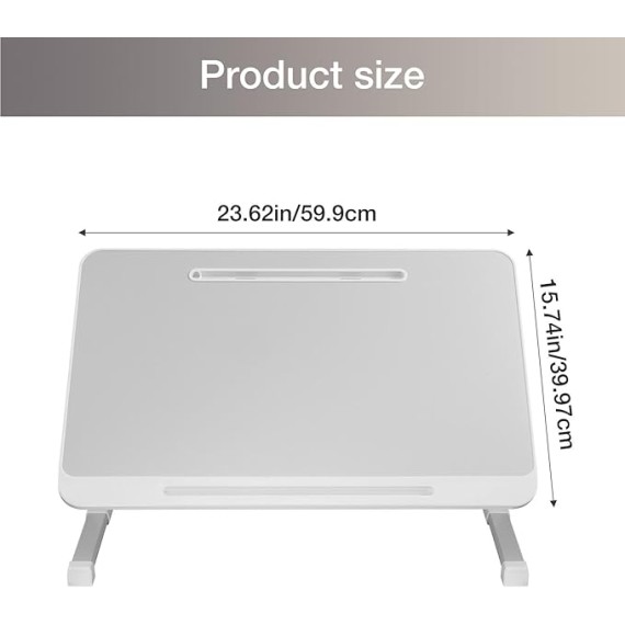 Lap Desk for Bed, Lap Desk Bed Desk, Foldable Computer Table, Adjustable Bed Table with Drawer & Bookshelf, Reading Holder for Bed Sofa Couch Floor