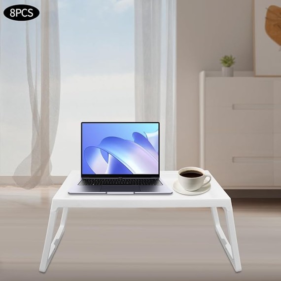 8 Pcs Lap Desk Kids, Lap Desks Lap Tray, Breakfast in Bed Trays for Eating, Lap Trays for Eating on Couch, Kids Eating Table, Lap Desk Tray for Writing Eating Game Classroom (White-Foldable, 8 Pcs)