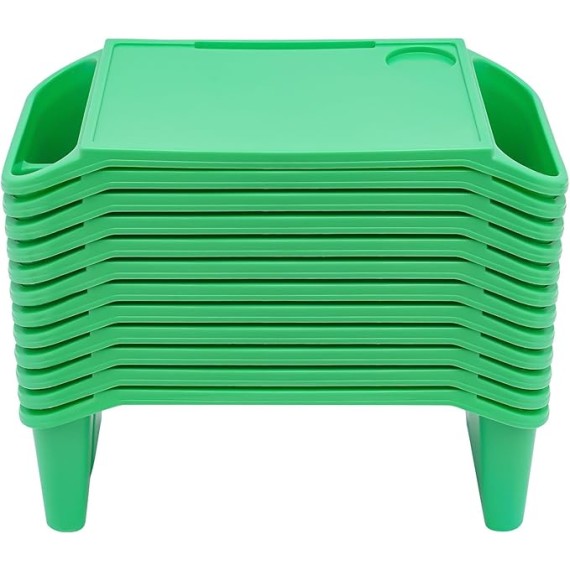 12 Pcs Lap Desk Kids, Lap Desks Lap Tray, Breakfast in Bed Trays for Eating, Lap Trays for Eating on Couch, Kids Eating Table, Lap Desk Tray for Writing Eating Game Classroom (Green, 12 Pcs)