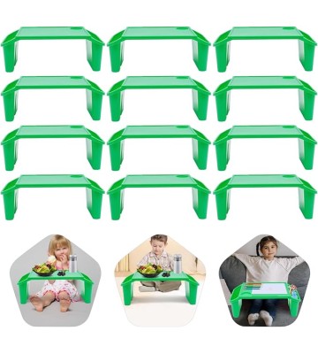12 Pcs Lap Desk Kids, Lap Desks Lap Tray, Breakfast in Bed Trays for Eating, Lap Trays for Eating on Couch, Kids Eating Table, Lap Desk Tray for Writing Eating Game Classroom (Green, 12 Pcs)