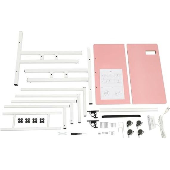 Computer Workstations,Small Standing Desk Adjustable Height,Mobile Stand up Desk,Home Office Workstation,Portable Rolling Desk Laptop Cart,for Standing or Sitting,Pink,for Offices,Student Dormitories