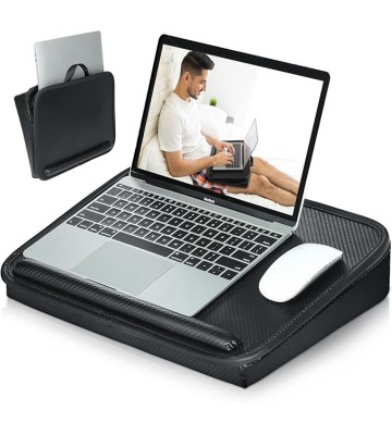 Laptop Lap Desk with Cushion, Comfortable Lap Desk for Laptop and Tablet PC, Portable Laptop Desk Stand, Lightweight Laptop Storage Bag with Handle, Fits up to 16.2in, Black