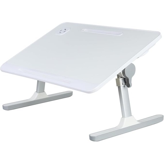 Laptop Bed Tray Table, Height Angle Adjustable Laptop Bed Stand, Portable Laps Desk with Foldable Legs Foldable Laps Tablet Table for Sofa Couch White