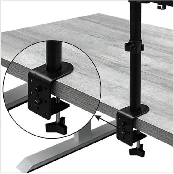 M074 Dual LCD Monitor Desk Mount Fully Adjustable Stand with Extra Laptop Tray, Fits Laptops Up to 17" and Screens Up to 32"