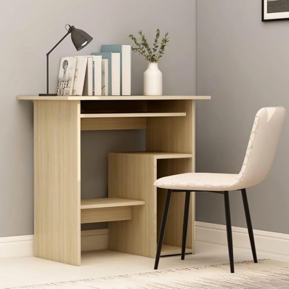Desk Sonoma Oak 31.5"x17.7"x29.1" Engineered Wood Computer Desk Office Desk Gaming Desk Suitable for Study, Office, Bedroom.