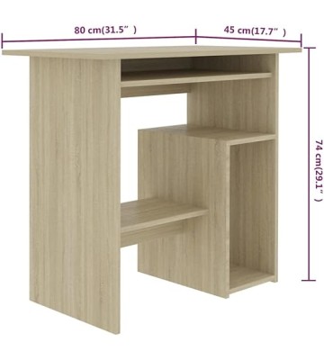 Desk Sonoma Oak 31.5"x17.7"x29.1" Engineered Wood Computer Desk Office Desk Gaming Desk Suitable for Study, Office, Bedroom.