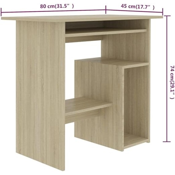 Desk Sonoma Oak 31.5"x17.7"x29.1" Engineered Wood Computer Desk Office Desk Gaming Desk Suitable for Study, Office, Bedroom.