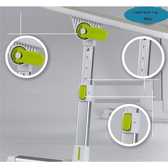Adjustable Folding Laptop Table Lap Desk Bed Computer Tray Stand 4 Levels 5 Heights Foldable Portable for Watching Movie