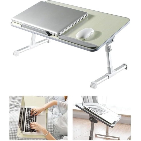 Adjustable Folding Laptop Table Lap Desk Bed Computer Tray Stand 4 Levels 5 Heights Foldable Portable for Watching Movie
