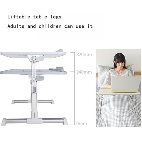 Adjustable Folding Laptop Table Lap Desk Bed Computer Tray Stand 4 Levels 5 Heights Foldable Portable for Watching Movie
