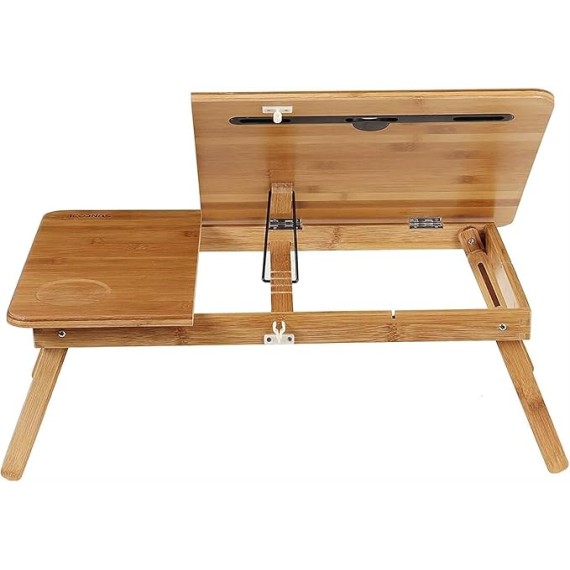 Laptop Bed Table Wooden Laptop Desk Portable Folding Desk Sofa Bed Notebook Stand Study Table with Drawer + Cup Holder + Phone
