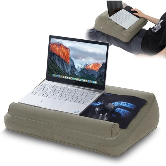 lnflatable Lap Laptop Desk,Soft Controller Game Pillow with Anti-Slip Strip,Portable Inflatable Travel Table Fits up to 15.6 inch Laptop for Reading,Gaming,Playing,Working in Bed Sofa Travel