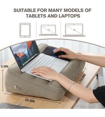 lnflatable Lap Laptop Desk,Soft Controller Game Pillow with Anti-Slip Strip,Portable Inflatable Travel Table Fits up to 15.6 inch Laptop for Reading,Gaming,Playing,Working in Bed Sofa Travel
