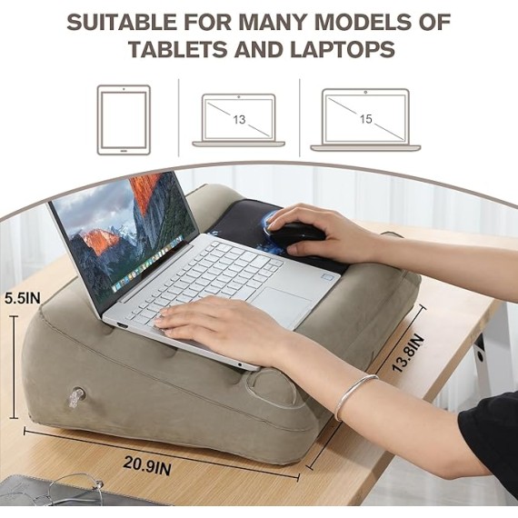 lnflatable Lap Laptop Desk,Soft Controller Game Pillow with Anti-Slip Strip,Portable Inflatable Travel Table Fits up to 15.6 inch Laptop for Reading,Gaming,Playing,Working in Bed Sofa Travel