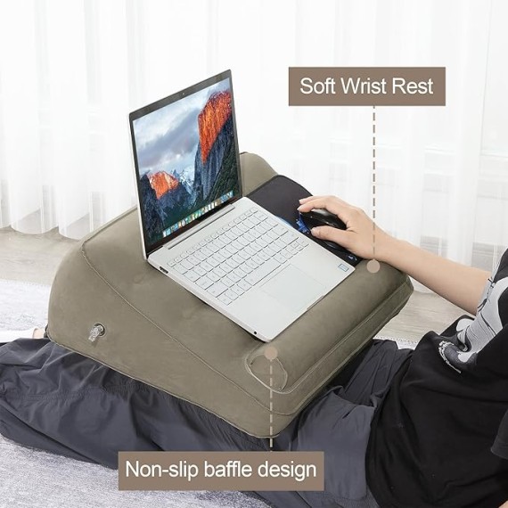 lnflatable Lap Laptop Desk,Soft Controller Game Pillow with Anti-Slip Strip,Portable Inflatable Travel Table Fits up to 15.6 inch Laptop for Reading,Gaming,Playing,Working in Bed Sofa Travel