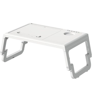 Bed Table, Lightweight Foldable Bed Desk Adjustable Height Tilt Surface Laptop Desk Floor Desk Lap Desk Laptop Table Folding Legs Breakfast Serving Tray Desk Laptop Ideal for Bed Couch, White