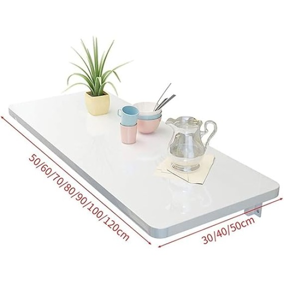 Computer Desk Extender, Folding Wall-Mounted Computer Desk Wall Folding Table Dining Desk with White Brackets 20 Size(Color:D,Size:60 * 50cm)
