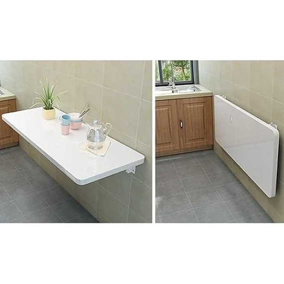 Computer Desk Extender, Folding Wall-Mounted Computer Desk Wall Folding Table Dining Desk with White Brackets 20 Size(Color:D,Size:60 * 50cm)