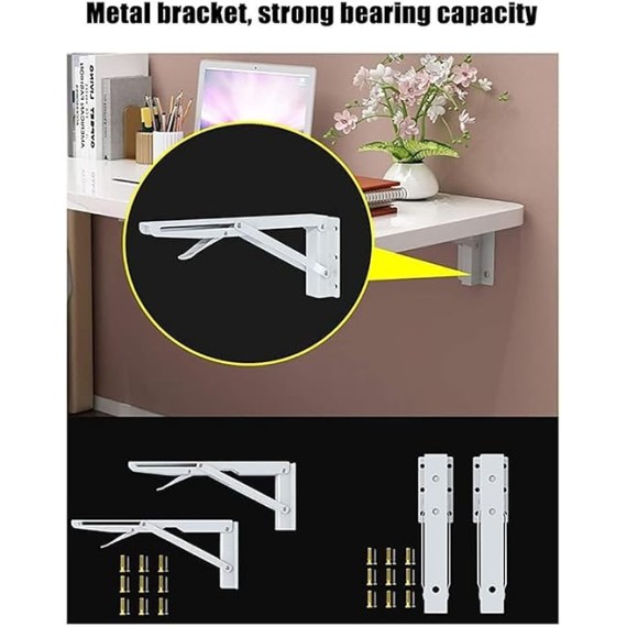 Computer Desk Extender, Folding Wall-Mounted Computer Desk Wall Folding Table Dining Desk with White Brackets 20 Size(Color:D,Size:60 * 50cm)