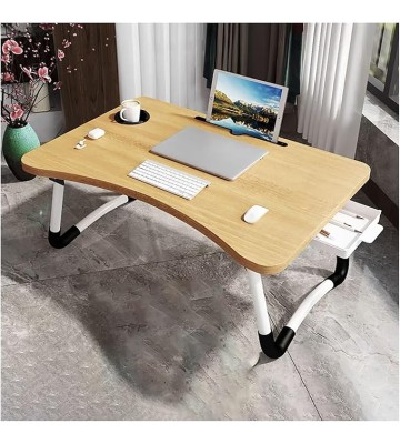 Bed Laptop Table,Portable Bed Desk for Laptop,Foldable Laptop Lap Desk with Cup Holder Laptop Stand Breakfast Tray(Color:Brown), 60x40x28cm, JEBRRRDRZ-BROWN-60X40X28CM
