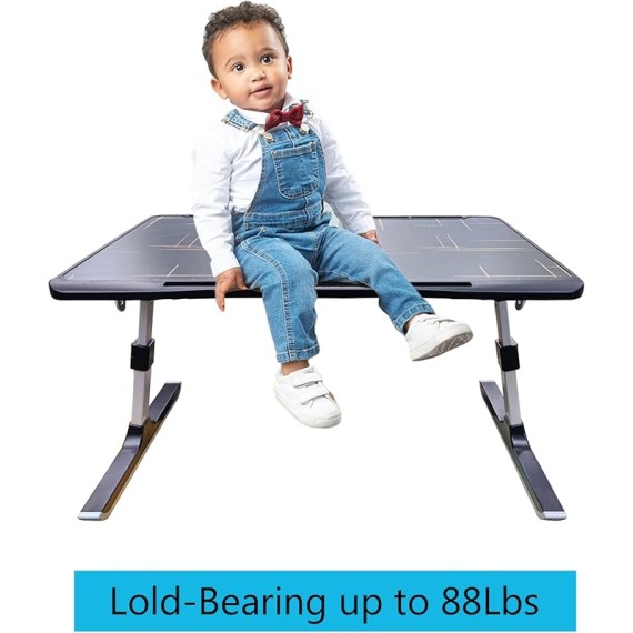Adjustable Laptop Desk for Bed: Height & Angle Adjustable Lap Desk - Portable Standing Desk with Storage Drawer, Baffle, USB Night Light, Fan and Elastic Page Clips