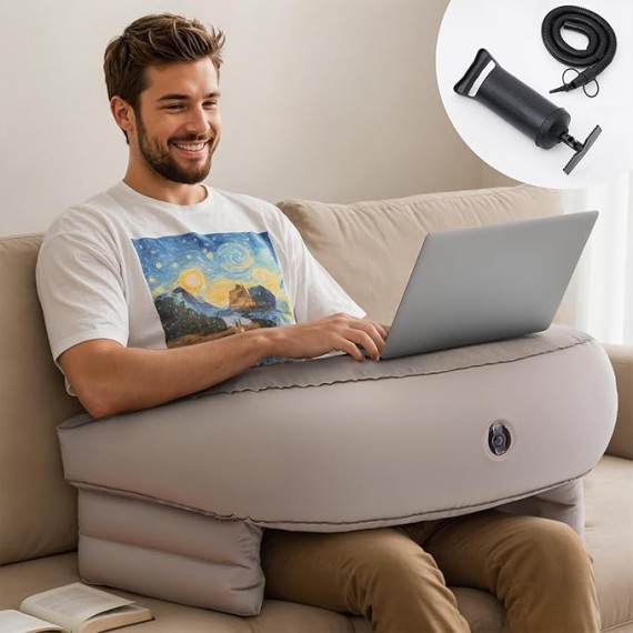 Gaming Pillow for Laps, Inflatable Soft Lap Desk Pillow for Adults and Kids for Reading, Working and Gaming Sitting on Bed or Couch (Large)