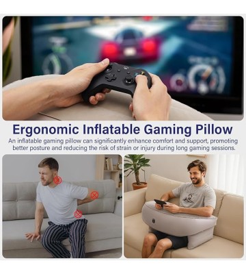 Gaming Pillow for Laps, Inflatable Soft Lap Desk Pillow for Adults and Kids for Reading, Working and Gaming Sitting on Bed or Couch (Large)