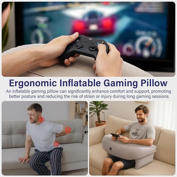Gaming Pillow for Laps, Inflatable Soft Lap Desk Pillow for Adults and Kids for Reading, Working and Gaming Sitting on Bed or Couch (Large)