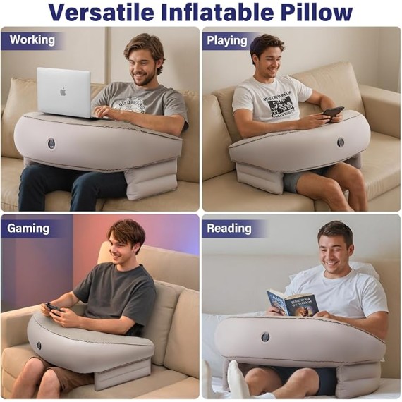 Gaming Pillow for Laps, Inflatable Soft Lap Desk Pillow for Adults and Kids for Reading, Working and Gaming Sitting on Bed or Couch (Large)