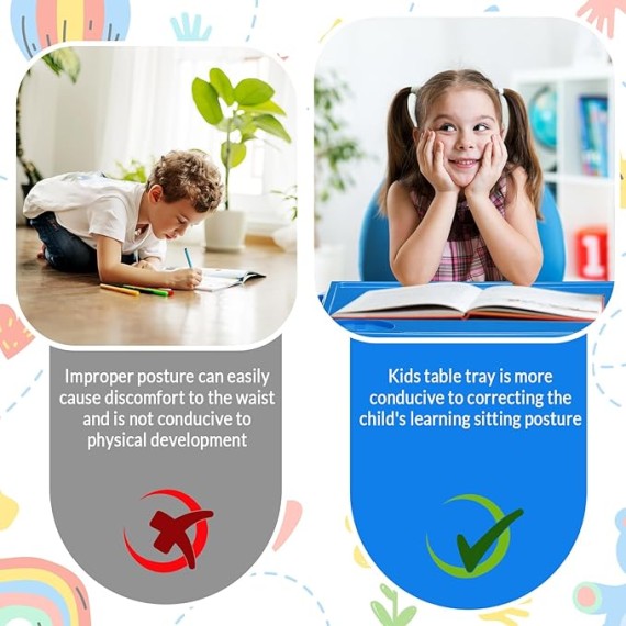 20 Pcs Kids Lap Desk Bulk Lap Table Tray Portable Activity Plastic Lap Bed Table with 3 Storage Space for Kids Students Work Study Bed School Classroom
