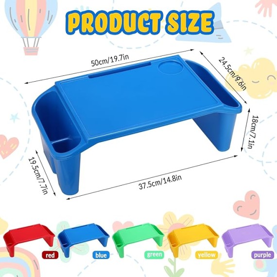 20 Pcs Kids Lap Desk Bulk Lap Table Tray Portable Activity Plastic Lap Bed Table with 3 Storage Space for Kids Students Work Study Bed School Classroom