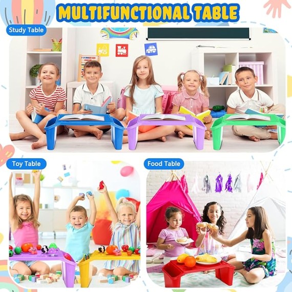 20 Pcs Kids Lap Desk Bulk Lap Table Tray Portable Activity Plastic Lap Bed Table with 3 Storage Space for Kids Students Work Study Bed School Classroom