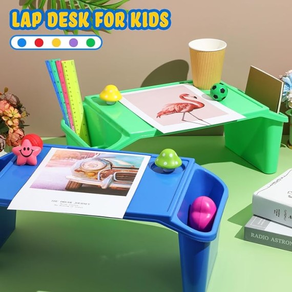 20 Pcs Kids Lap Desk Bulk Lap Table Tray Portable Activity Plastic Lap Bed Table with 3 Storage Space for Kids Students Work Study Bed School Classroom